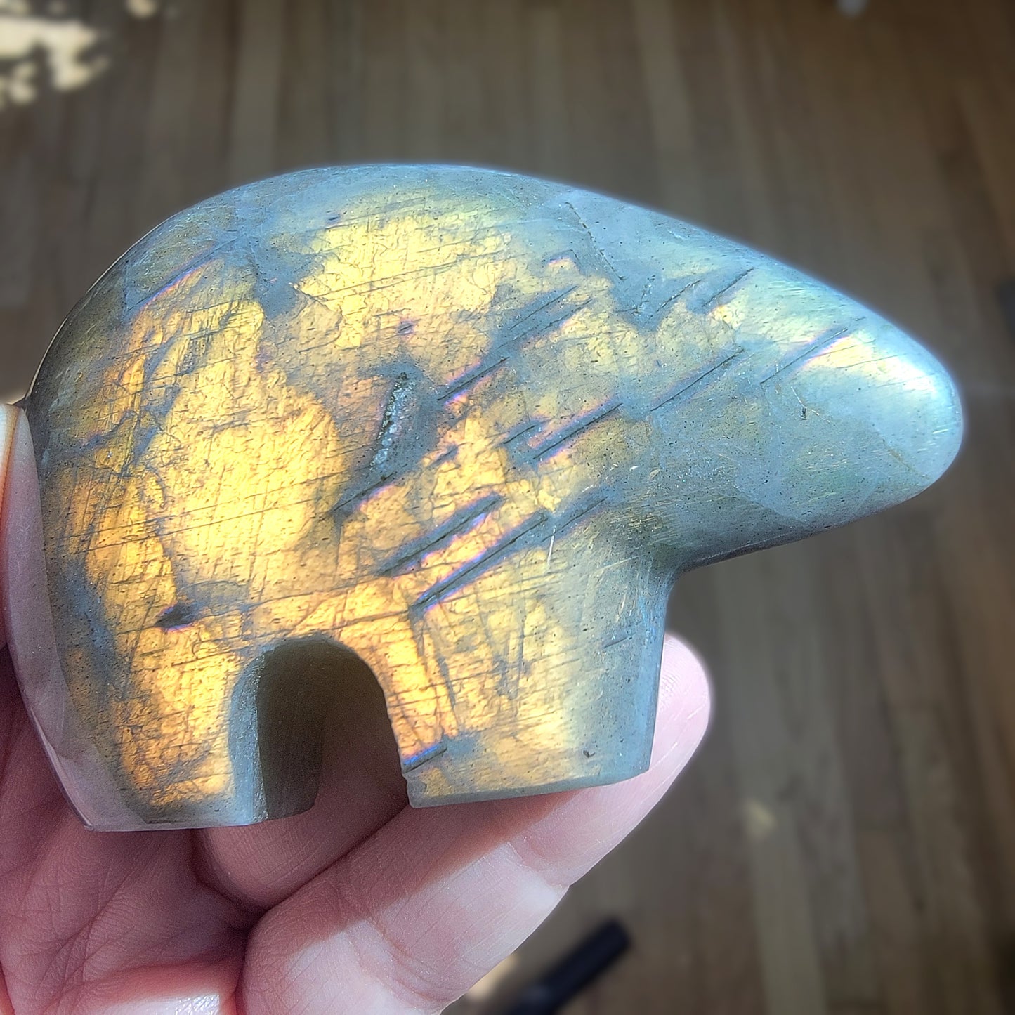 Labradorite - Zuni Bear - Yellow Flash